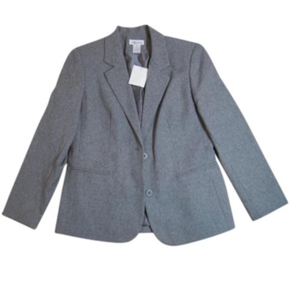 Women's Gray Blazer Suit Jacket Long Sleeve Grey The Tog Shop Petite 4P - Picture 2 of 7